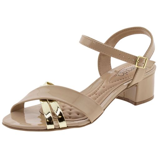 sandalia salto baixo bege