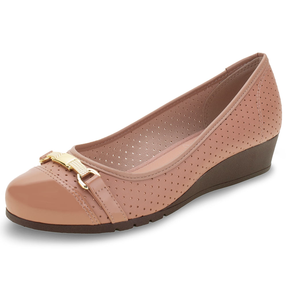 sapato nude anabela