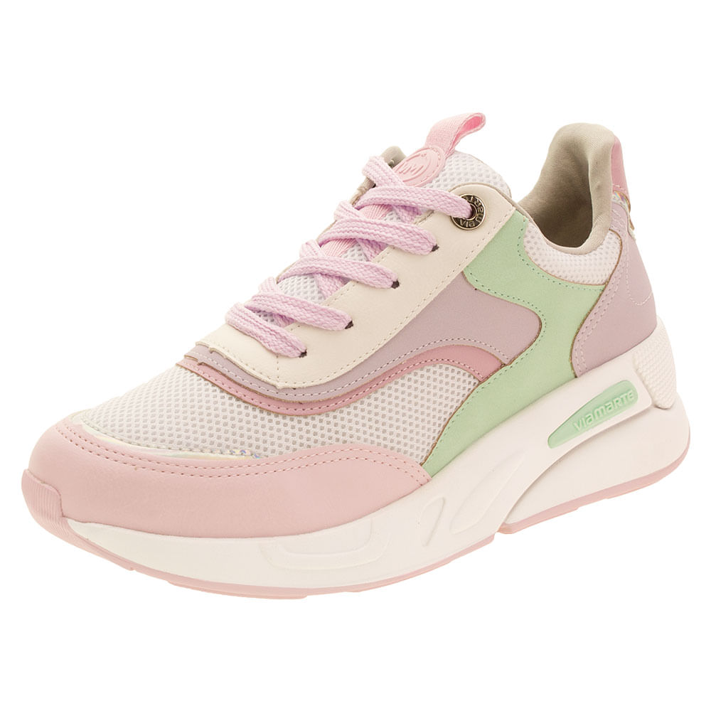 Tênis Feminino Sneaker Branco/rosa Via Marte - 2113003 Atacado - Clovis  Atacado