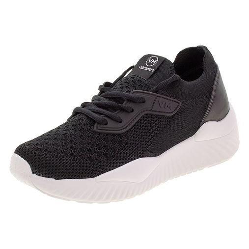 Tênis Feminino Knit Preto Via Marte - 217206 Atacado - Clovis Atacado
