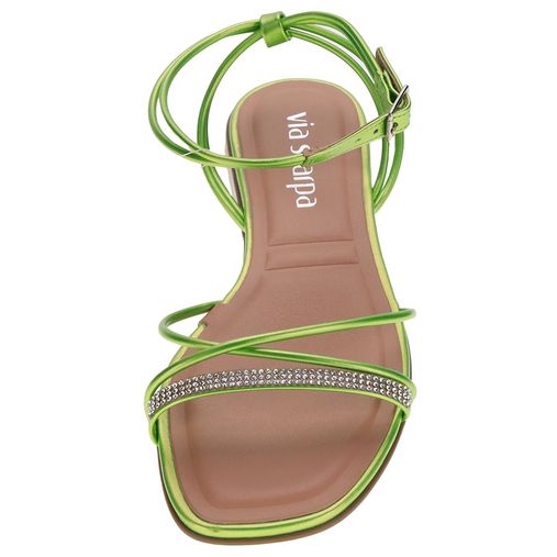 Sand lia Feminina Rasteira Verde Via Scarpa 141916483 Atacado