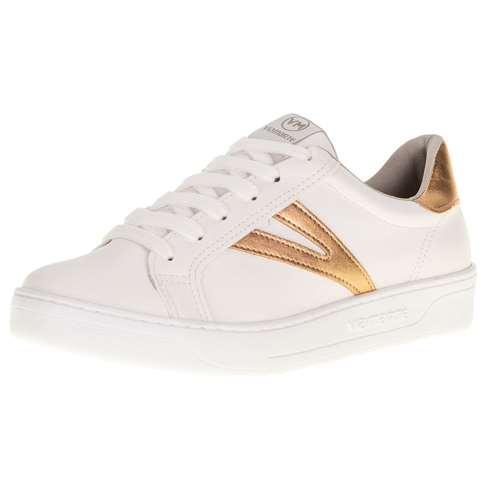 Tênis Feminino Casual Branco/Bege Via Marte - 221306 Atacado