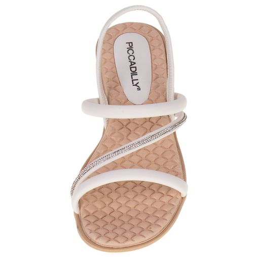 Sandália Feminina Salto Grosso Branco Piccadilly - 5900227 Atacado