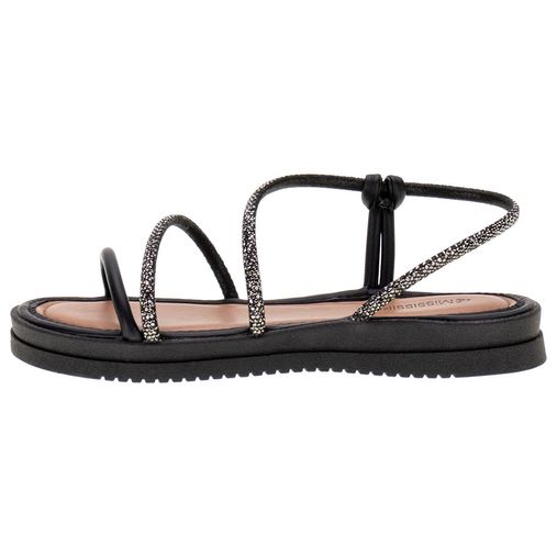 Sandália Feminina Flat preto Mississipi - MI592 Atacado - Clovis