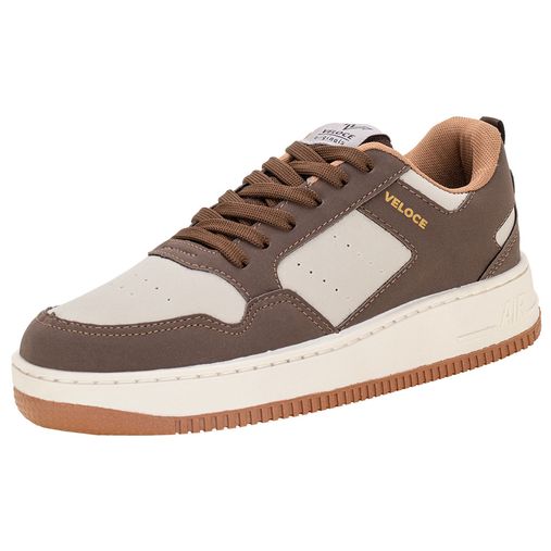 Tênis Masculino Skate Veloce V706 Café/Bege Atacado - Clovis Atacado